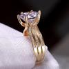 Gorgeous Solitaire Zirconia Bridal Wedding Rings Gold Color Engagement Party Brilliant Women Jewelry