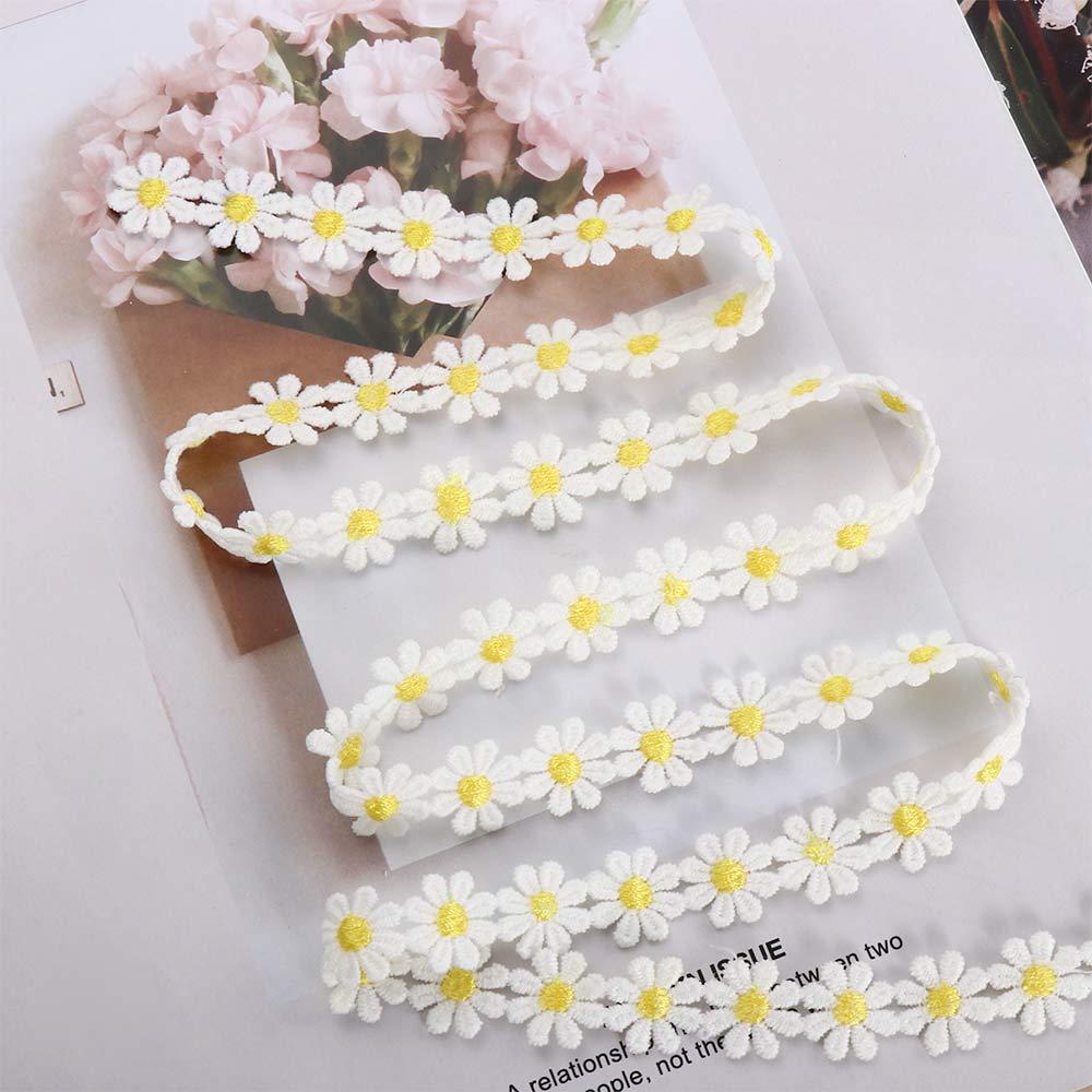 Creative Small Yellow Flower Embroidered Handmade Daisy Lace Trim DIY Craft Ribbon Sewing Supplies