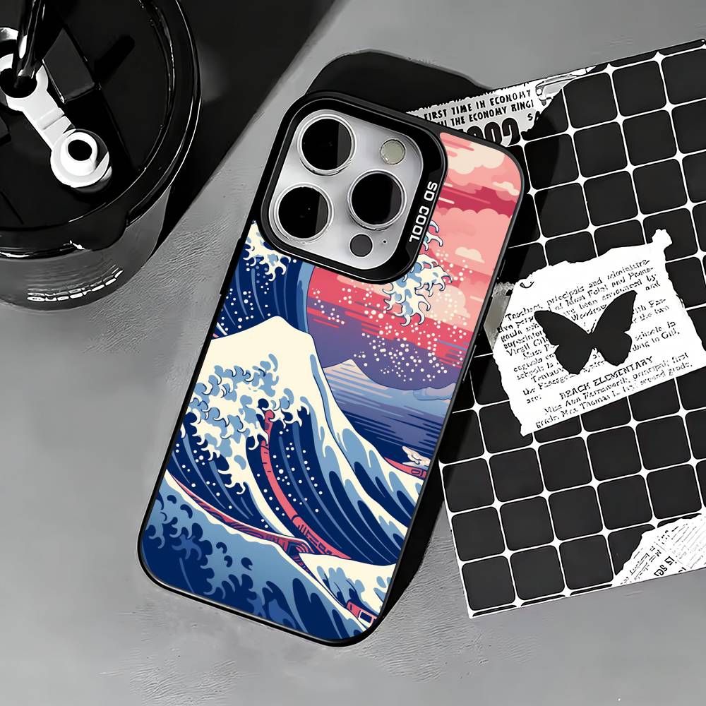 G-Большая волна у Канагавы Чехол для телефона Для iPhone 17,16,15,14,13,12,11 Plus,Pro Max,XS,Цветной серебристый чехол для телефона