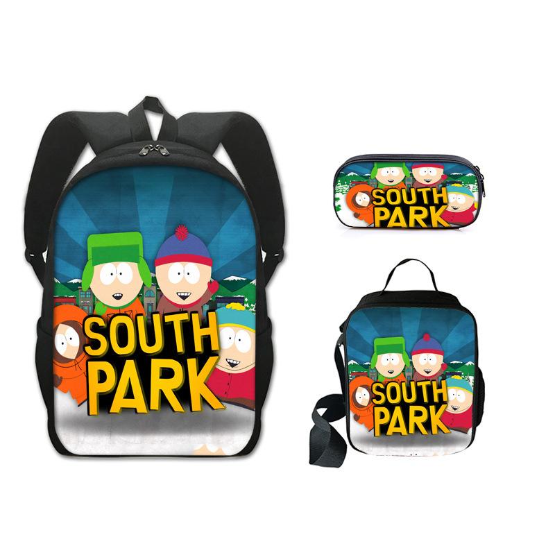 Классический Популярный Новинка Смешной South Park 3D Печать 3 шт./Набор Ученик Школьные Сумки Рюкзак для Ноутбука Рюкзак Сумка для Ланча Пенал