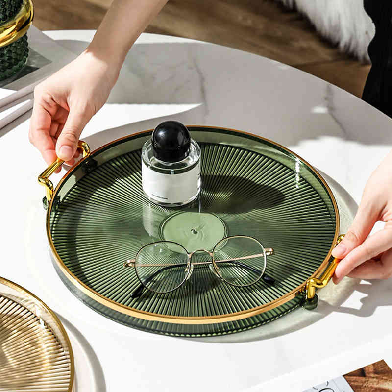 Круглый поднос для хранения 29 см, домашний журнальный столик для гостиной, поднос для хранения чайных чашек, поднос для ароматерапии, декоративная тарелка для ужина