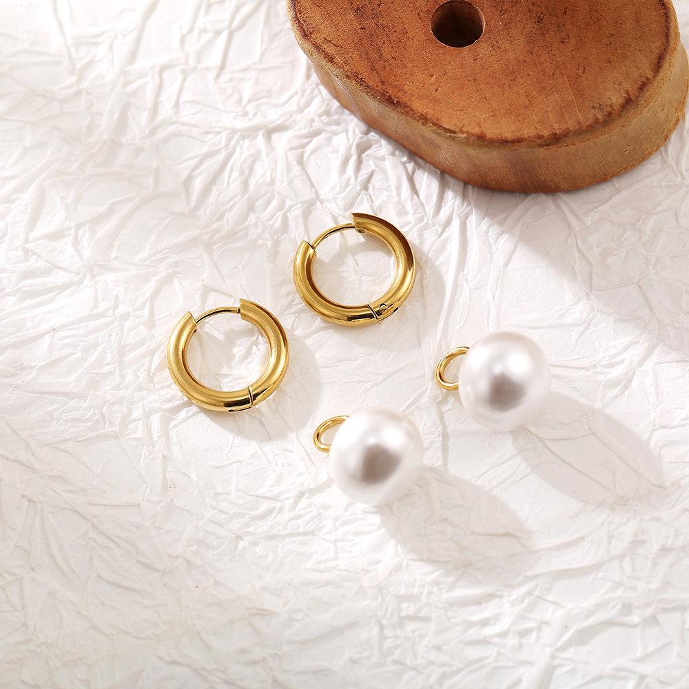 Элегантные серьги-подвески с жемчугом в стиле ретро: Женские часы из титановой стали с покрытием из золота 18 карат во французском стиле