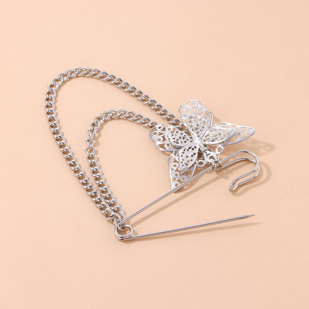 Korean ins tide Harajuku male personality butterfly chain brooch fashion metal pin suit decorative jewelry