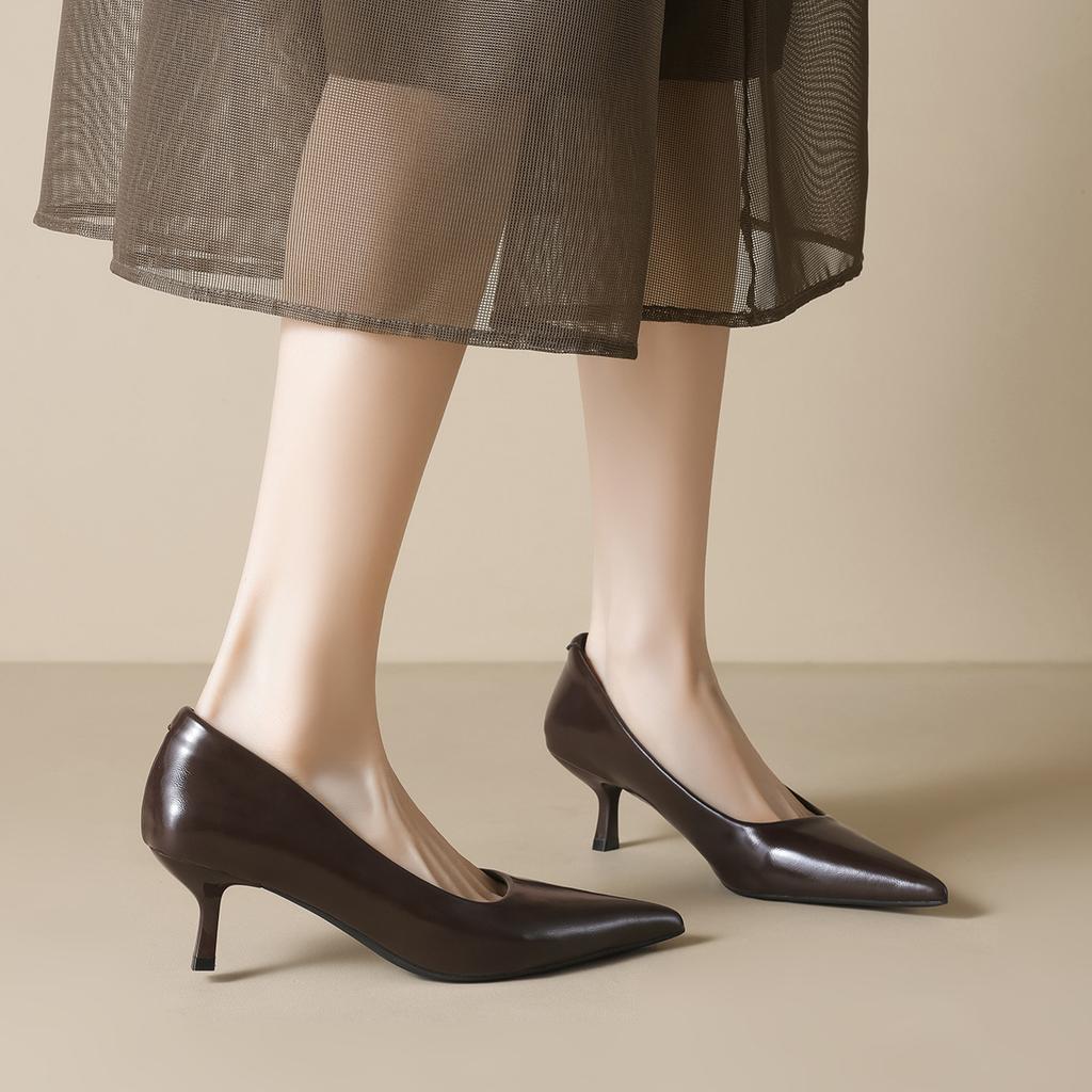 Weiwei girl 338-1 туфли-лодочки с острым носком женские на тонком каблуке черные рабочие туфли с неглубоким вырезом туфли на высоком каблуке женские не устают