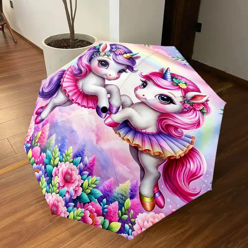 1PC Unicorn Umbrella-8-Rib Reinforced, Automatic Open, Lightweight & Durable, Fashion Accessory for Outdoor, H0394