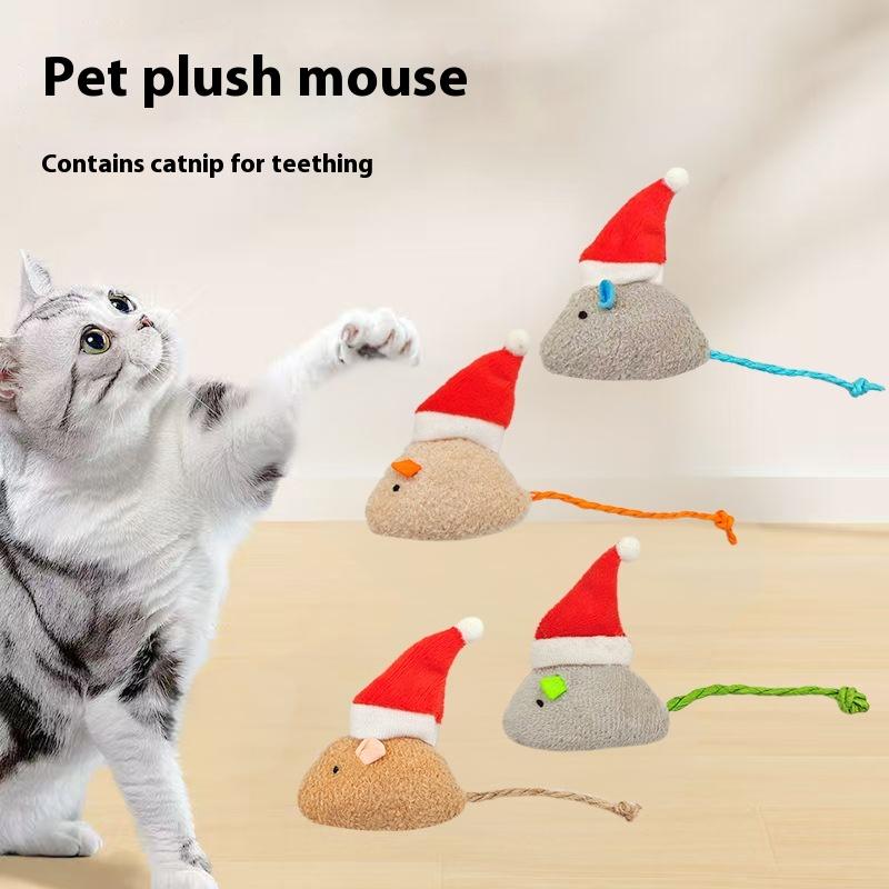 Игрушка для кошки мышка рождественская шляпа само-привет игрушка для кошки красочная плюшевая маленькая мышка игрушка для кошки