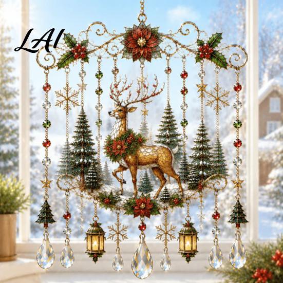 Light Catching Ornaments for Fireplace Christmas Wind Chime Acrylic Sun Catcher Outdoor Garden Patio Elegant Decorations Festivals Decor Hanging