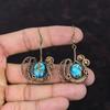 Медные синие бирюзовые серьги Медная проволока Серьги с драгоценными камнями Медные украшения Серьги ручной работы Проволочная обертка Ювелирные изделия Подарок для женщин