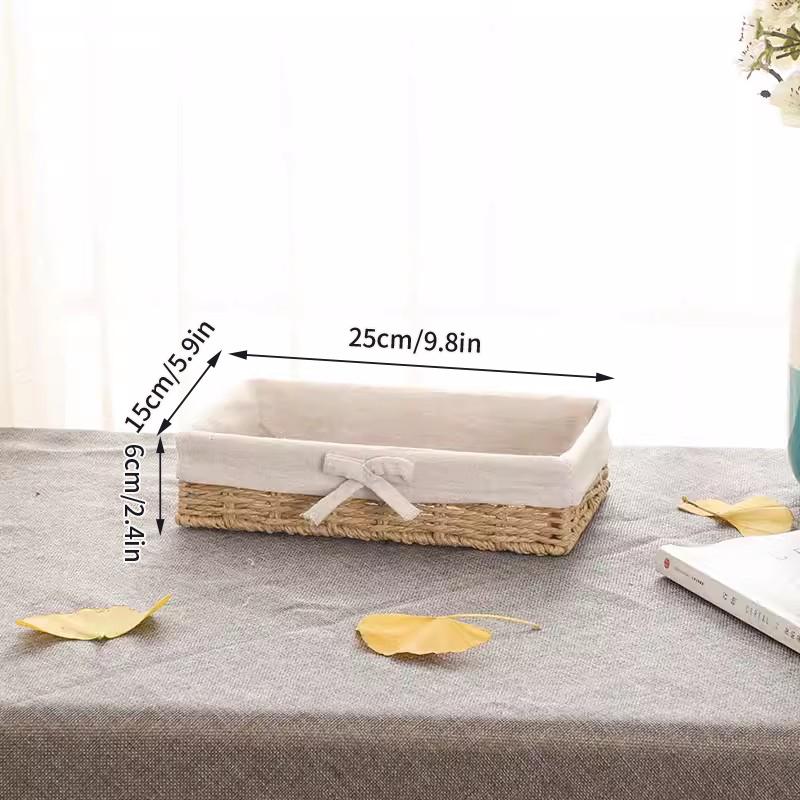 Large Wicker Bread Basket With Linen Liner Handmade Rattan Bread Serving & Storage Basket Snack Sundries Cosmetic Storage Case
