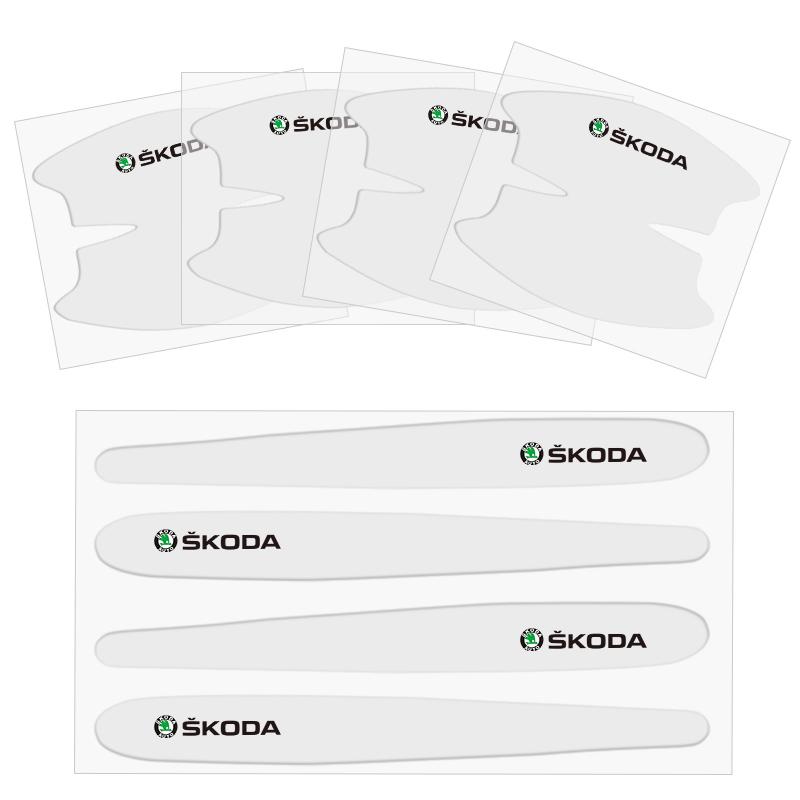 8Pcs Car Door Handle Stickers Anti Scratch Protector Films For Skoda Octavia Superb Rapid Fabia Kamiq Kodiaq Karoq Enyaq Citigo