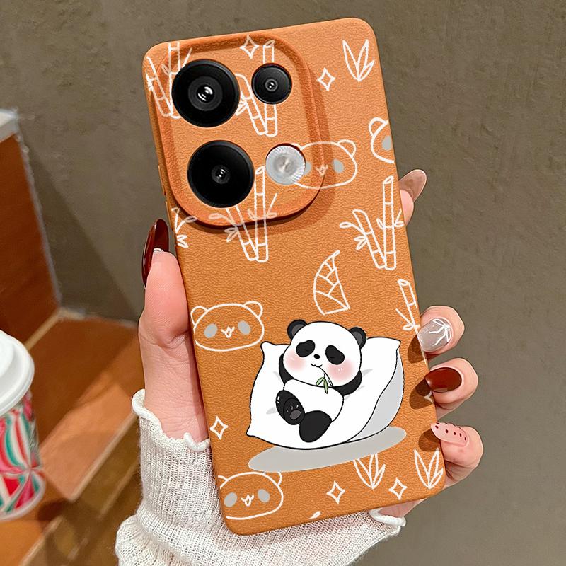 Мягкий силиконовый чехол с рисунком панд для Xiaomi 13t Poco X6 M6 Pro Redmi Note 14 13 12 11 10 Pro, ударопрочный, кожаный, текстура, однотонный, тонкий чехол