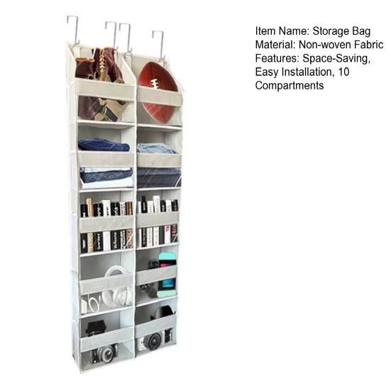 Наддверный органайзер, 5-уровневая подвесная сумка для хранения за дверью, 10 отделений, наддверный органайзер для общежития, маленькой квартиры