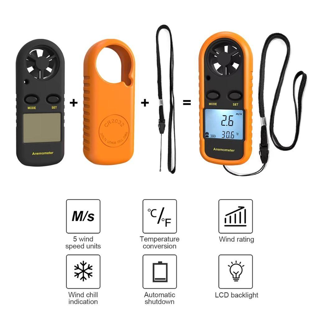 Mini Digital Anemometer Hand-held LCD Display Air Velocity Meter -10°C ~ 45°C 30m/s Wind Speed Gauge Airflow Testing