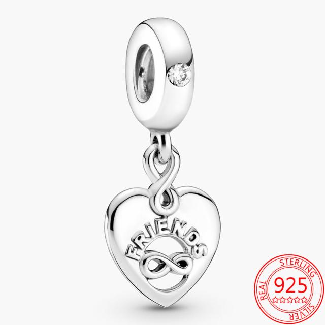 Ювелирные изделия S925 из настоящего серебра 925 пробы, друзья — это семья, которую вы выбираете, подвеска с подвесками, оригинальный модный браслет с подвесками 3 мм