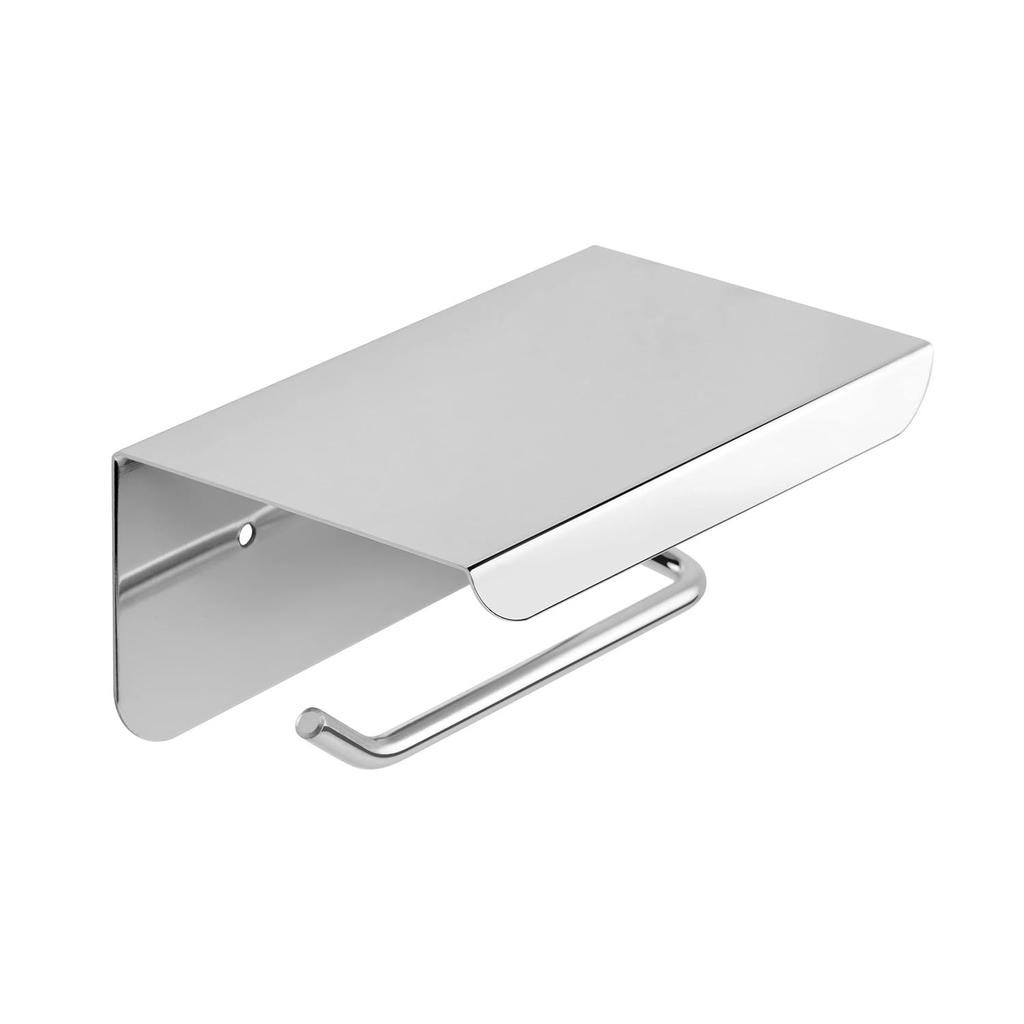 Self Adhesive and Wall Mount Stainless Steel Toilet Paper Holder with Mobile Stand, Wall Mounted Tissue Paper Holder with Shelf