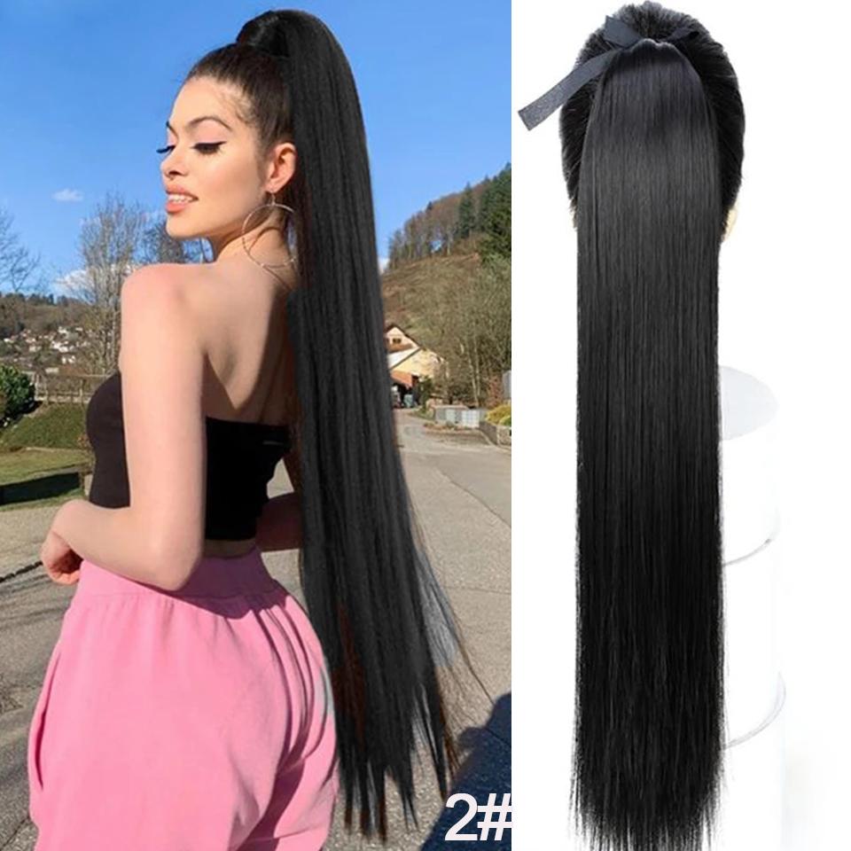 LUPU Синтетические длинные прямые волосы с оберткой вокруг зажима в хвосте для наращивания волос, накладные волосы Reistan Pony Tail
