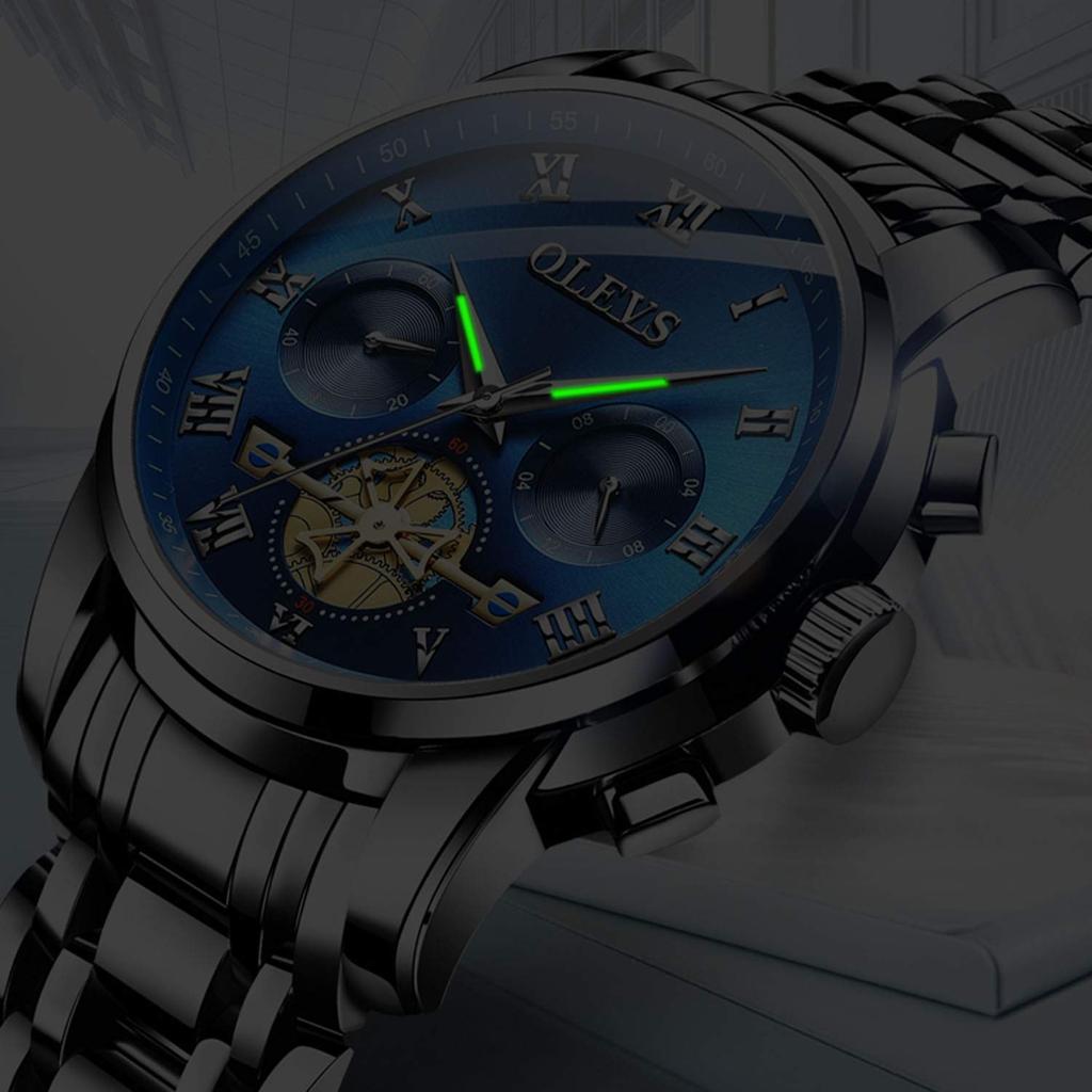 Часы RORIOS мужские аналоговые кварцевые часы светящиеся часы скелетон украшение хронограф мужские часы бизнес браслет из нержавеющей стали