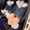 Милая Розовая Сердечко Ангельское Крыло Автомобильная Подушка на Шею Подушка для Поясницы Мягкий Плюш Удобная Подушка на Сиденье Автомобиля Декор Салона Автомобильных Сидений