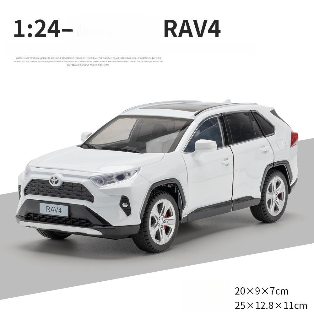 1:24 RAV4 Внедорожник Литой сплав Модель игрушечного автомобиля Звук и свет Детская игрушка Коллекционные предметы Подарок на день рождения