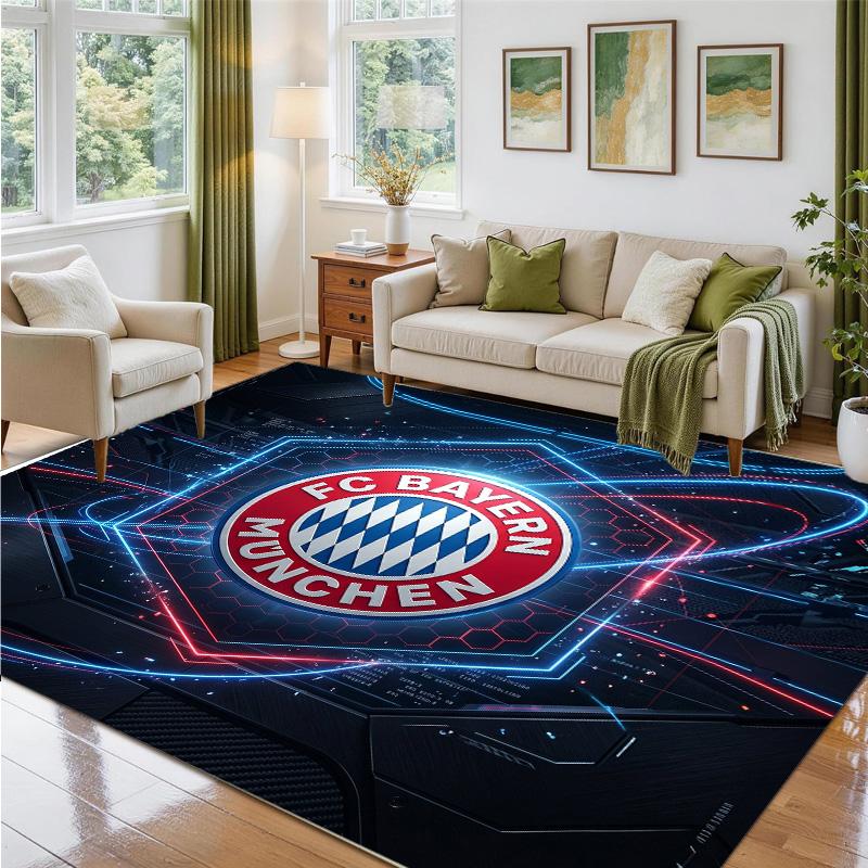 Bayern Munich Design Crystal Velvet Rug Soft Decorative Mat for Bedroom Entrance