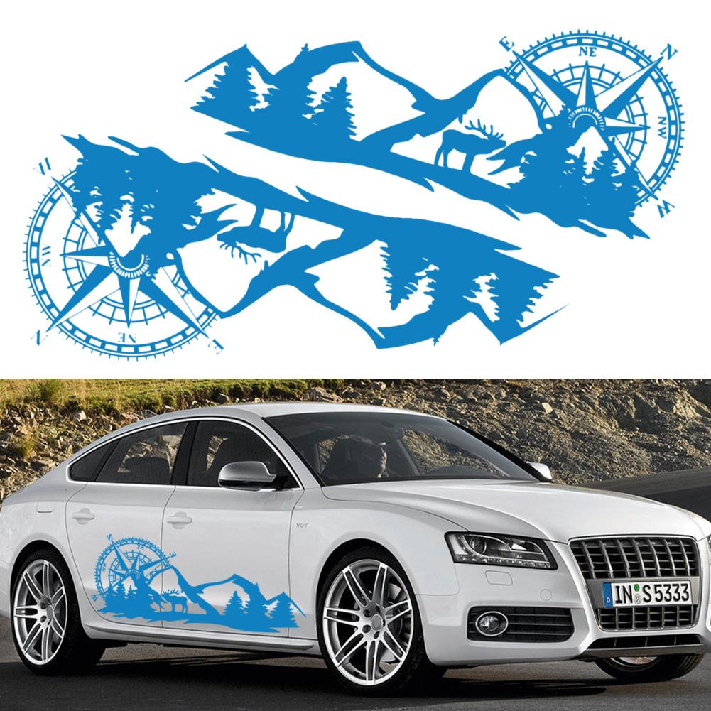 Большие наклейки на автомобиль Компас Дерево Гора Олень ПВХ наклейки Виниловая графика Водонепроницаемый внедорожник автофургон Стайлинг Украшения Внешние аксессуары