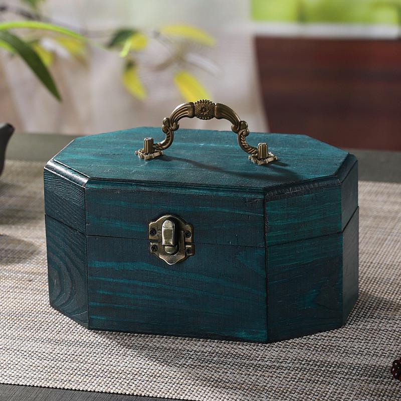 Vintage Chinese Style Wooden Storage Box With Lid For Jewelry Tea Snacks Home Decor