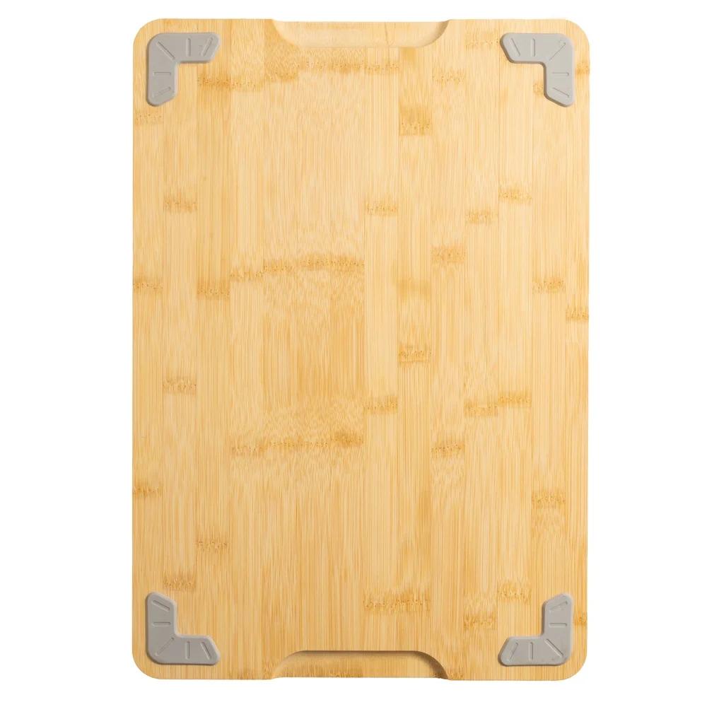 Бамбуковая разделочная доска с нескользящим покрытием и желобком для сока Прочная Экологичная Кухонная доска для подготовки Легко моется со встроенными ручками