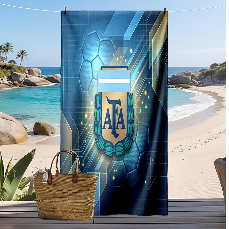 Argentina Football Print Beach Towel Quick Dry Super Absorbent Soft Bath Towel for Swimming Beach Travel Fan Souvenir Gift
