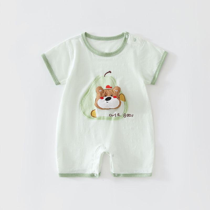 Summer Baby Romper - Newborn Short Sleeve, Round Neck Cartoon Bodysuit