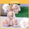 Adorable Long-eared Bunny Plush Toy Keychain Soft Pp Cotton Stuffed Rabbit In Pink