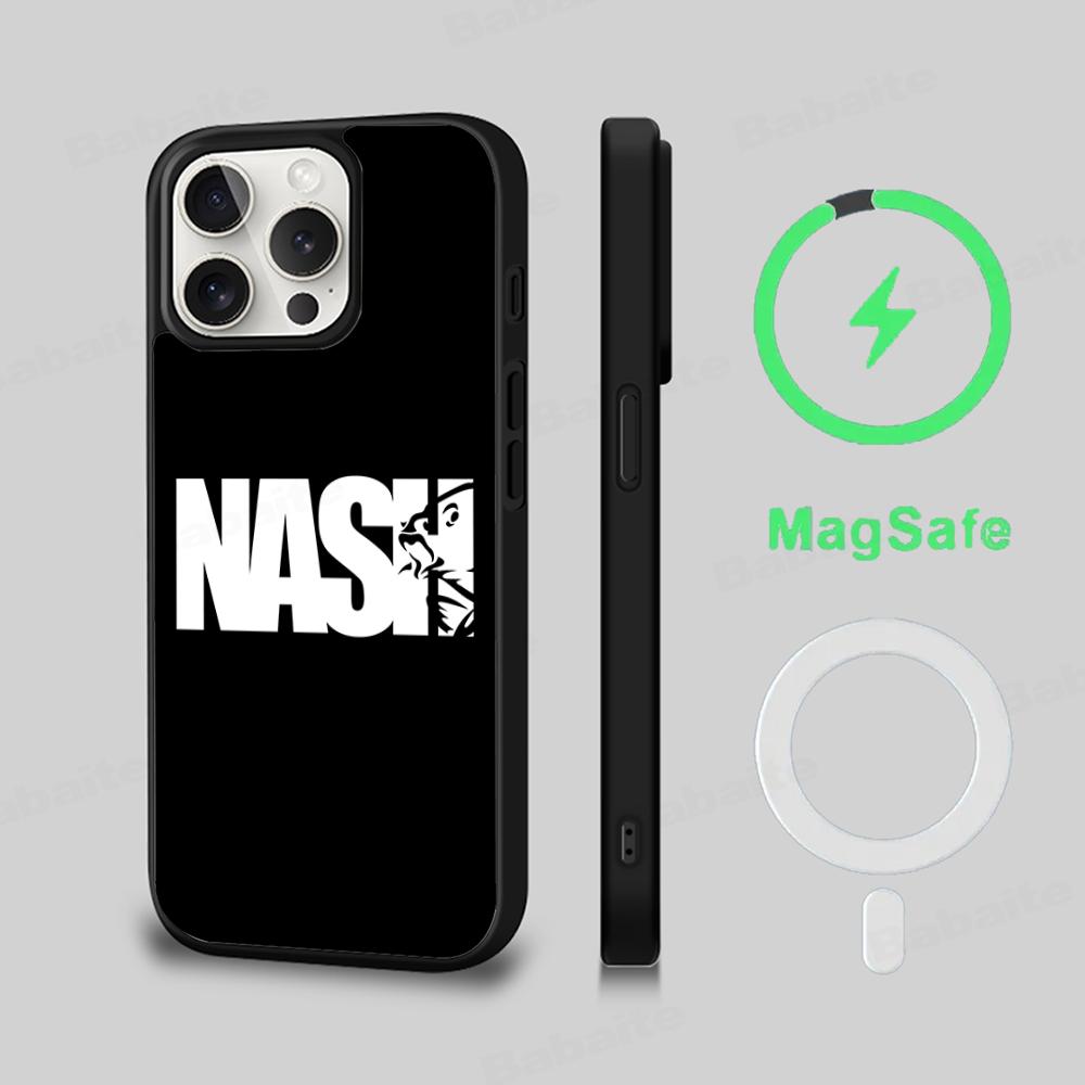 Чехол для телефона с логотипом Nash Fishing, Магнитный чехол для IPhone 16 14 13 12 11 15 Pro Max Plus, Чехол для беспроводной зарядки MagSafe