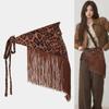 Jeans Decor Lace-up Tassels Waistband Hip-hop Fur Triangle Belt  Streetwear