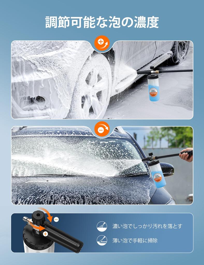 AstroAI Foam Car Wash Foam Capacity Quick Connector Plug For High Pressure For Pressure Washing Nozzle High Foam Volume Orange Label Cannon, Gun, 1L,