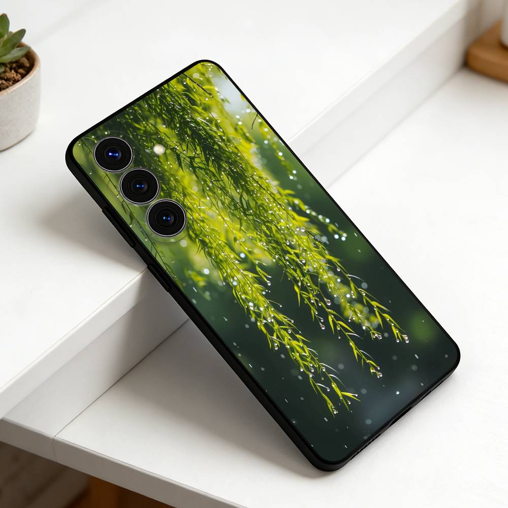 Весенне-зеленый пейзаж Для Samsung S25,S24,S21,S22,S23,S30,Ultra,S20,Plus,Fe,Lite,Note,10,9,5G Черный чехол