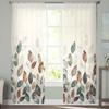 Autumn Thanksgiving Blue-Green Yellow Leaf Plants Sheer Curtains for Kids Bedroom Living Room Voile Window Curtains Tulle Drapes