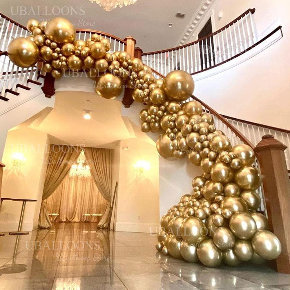Chrome Gold Balloons Garland 5 10 12 18inch Metallic Gold Chrome Balloons Arch for Birthday Christmas Wedding Party Decorations 5