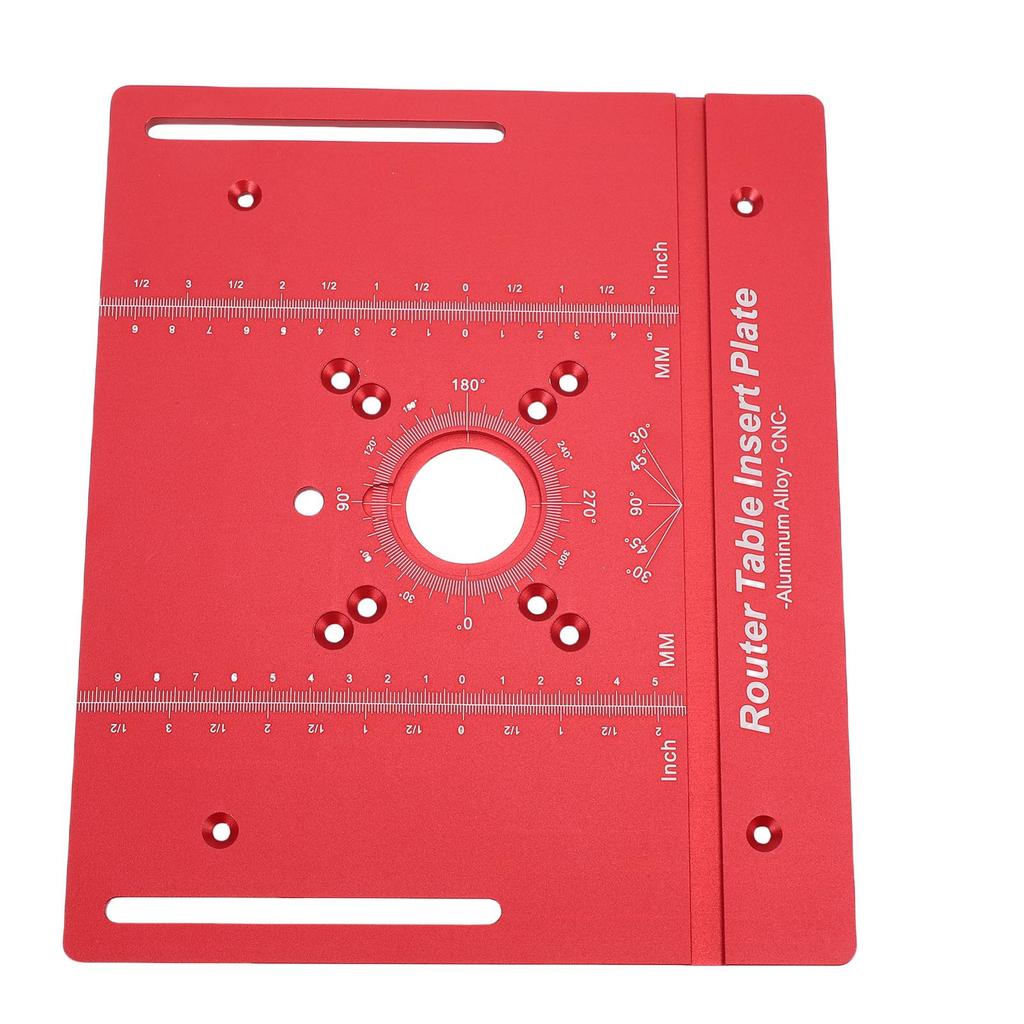 Router Table Insert Plate with 2 Rings Aluminum Alloy Woodworking Bench Flip Plate for Trimming Engraving Red Metric