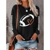 American Football Print Long Sleeve Tops Women Fashion Casual Tees Loose O-Neck T-Shirt Game Day Ladies Clothing