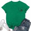 St. Patrick's Adult  Green Crew-neck Short-sleeved Printed Green Three-leaf T-shirt