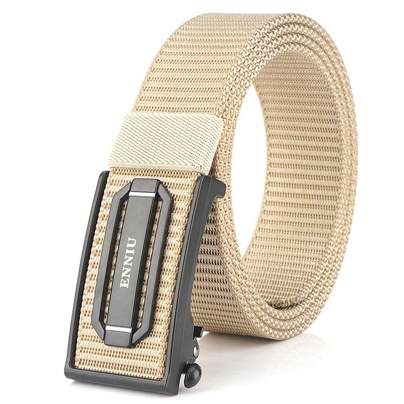Новый мужской ремень для поездок на работу с автоматической пряжкой из нейлона, универсальный двухслойный толстый ремень для отдыха на природе