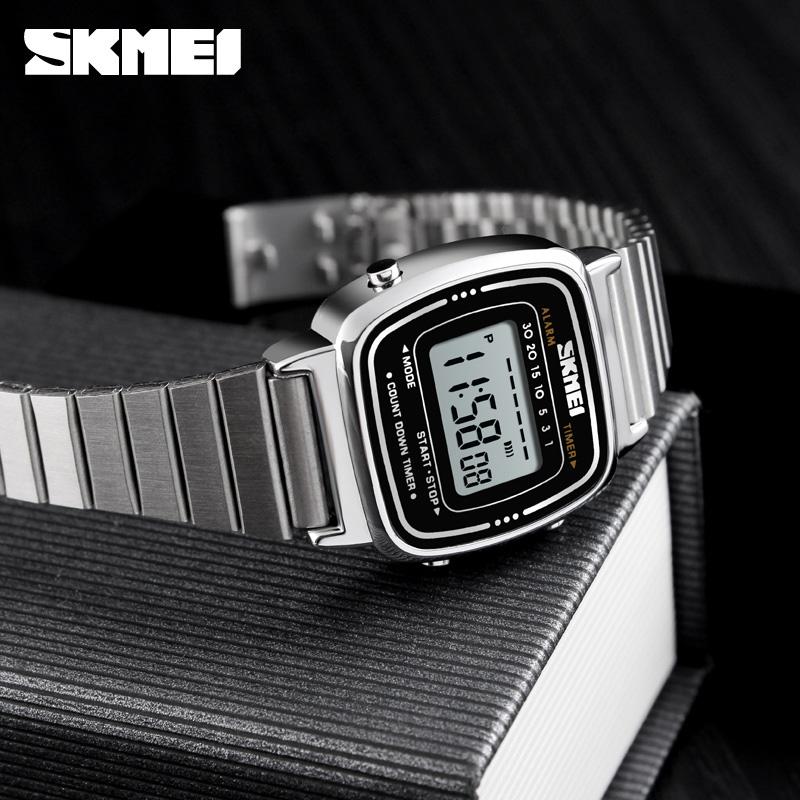 SKMEI Маленький циферблат Цифровые наручные часы Модные спортивные часы Женские Топ бренды Роскошные Водонепроницаемые 3Bar Женские часы Relogio Feminino