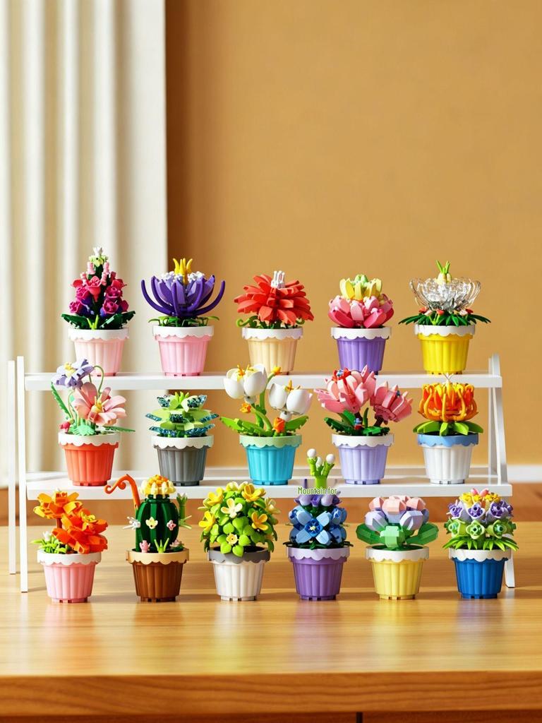 Preserved Succulent & Fresh Flower Educational Building Block Ornament - Perfect Small Gift for Boys and Girls' Birthdays