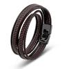 Bracelet 40cm Brown Gift Box Genuine Cowhide Braided Adjustable Magnetic Closure Jewelry Rope for Men Boys Band Accessories Men's