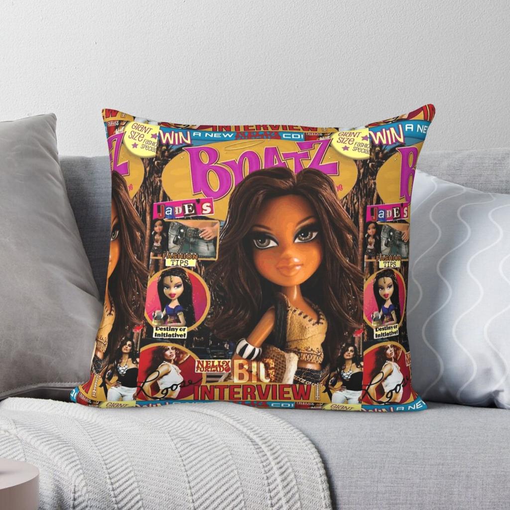 Подушка-чехол Bratz Magazine Yk Квадратный Полиэстер Лен Бархат Креативный Наволочка на Подушку-Плед Молния Чехол на Подушку Сиденья Дивана Оптом