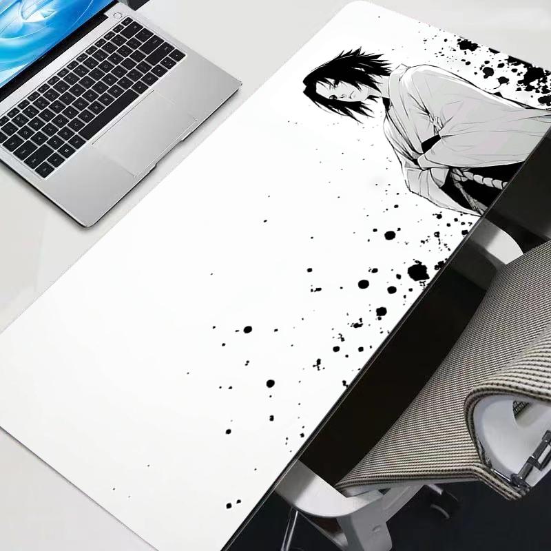 Mouse Pad Gaming New Mousepad Black And White Nnaruto MousePads Cool Keyboard Pad NonSlip Soft Computer Sasuke Uchiha Desk Mat