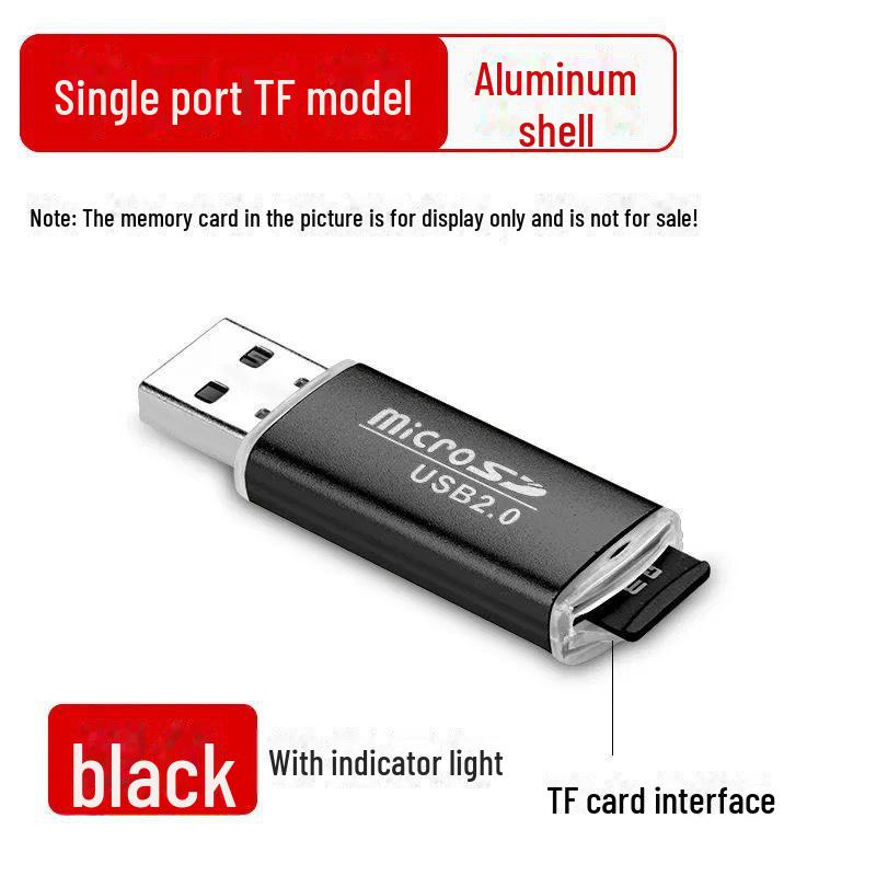 Aluminum USB Mobile Card Reader - Bright Color, High-Speed 2.0, Supports Micro SD/TF/Memory Cards