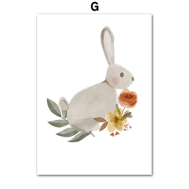 Бохо Бабочка Цветок Кролик Яблоко Гриб Детская Настенная Живопись Холст Картины Постеры и Принты Настенные Картины Декор Детской Комнаты Без Рамки