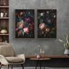 Light Dark Floral Vintage Oil Painting On Canvas Poster Still Life Botanical Floral Fauna Print Gallery Wall Art Picture Decor