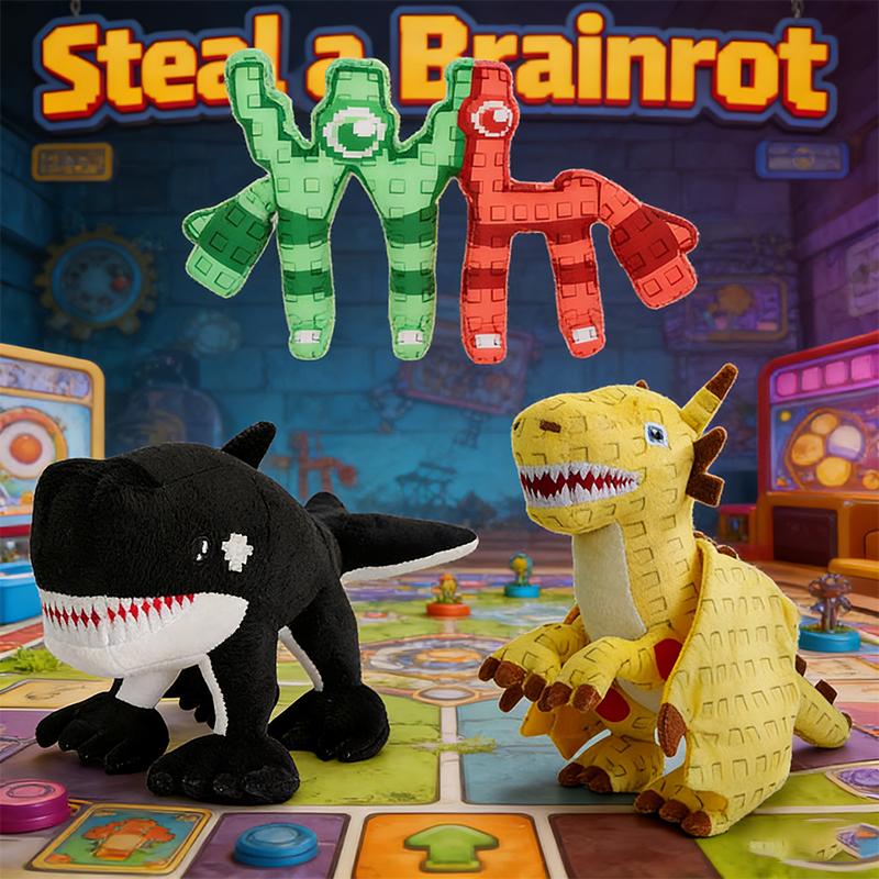New Steal A Brainrot WL Shark Cannelloni Dragon Plush Toys Cute Anime Game Peripherals Collectibles Figure Dolls Kids Gifts