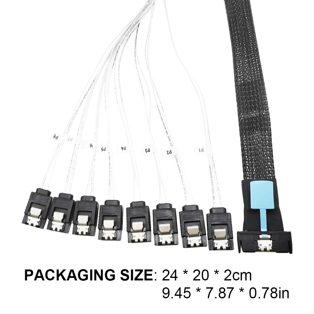 0.5M PCI-E Slimline SAS MCIO 8I To 8X SATA Cable PCI-E5.0 Slimline SAS MCIO 8I To 8*SATA Cable SAS MCIO 8I 74P To 8*SATA 7P Cord